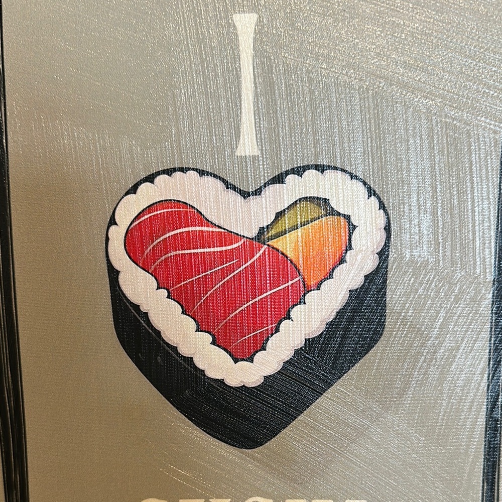 I Love Sushi Heart Embellished Canvas Wall Art - Picture 7 of 9